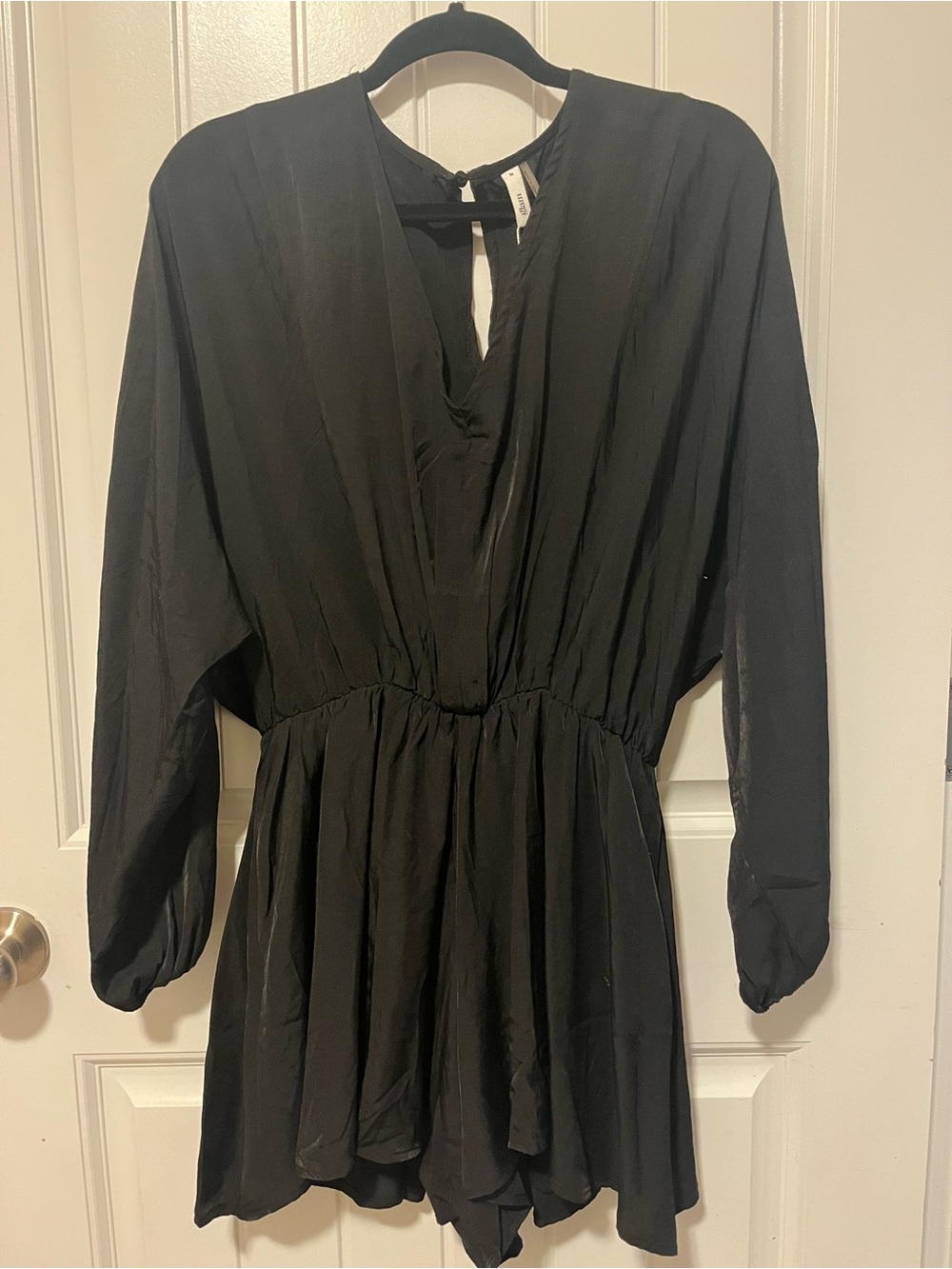 Women's Black V-Neck Long Sleeve romper